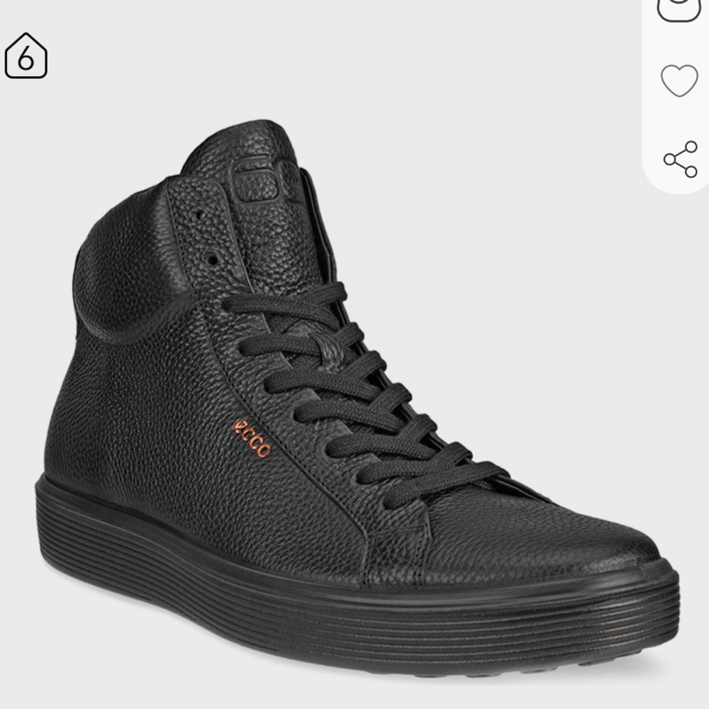 NEW $225 ECCO Soft 60 Black leather high top sneakers Men size 37 US 6-6.5